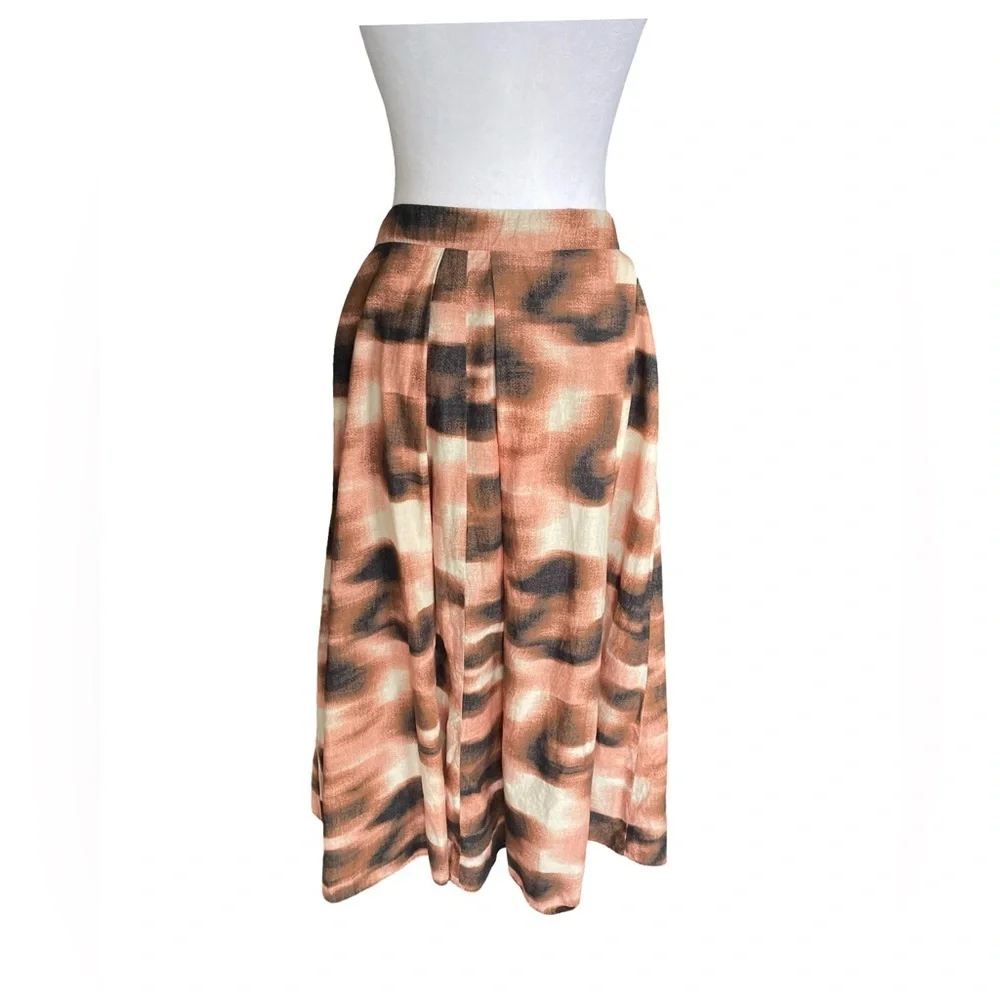 DKNY Abstract Print A-Line Cotton Maxi Skirt Womens Size XL